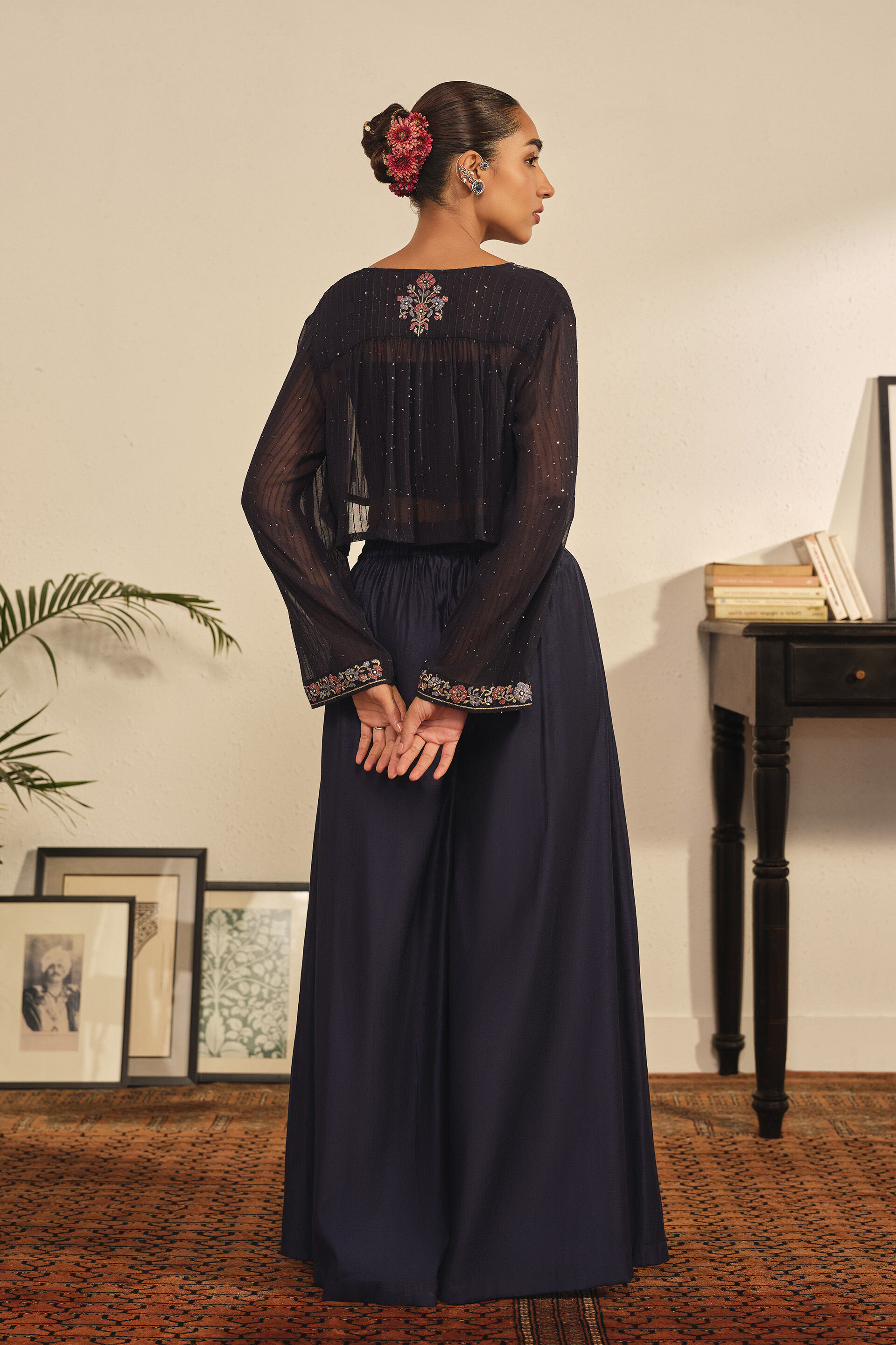 Embroidered Co-ord in Indigo, Indigo, image 2